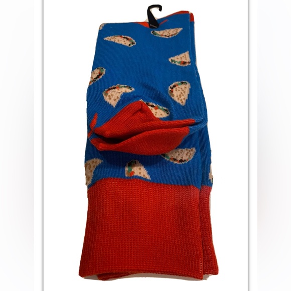Zoo York Crew Dress Socks 1 Pair Men 6-12 Blue Red Taco Tuesday Socks Skate Ride - Picture 10 of 10